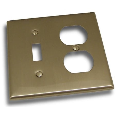 Residential Essentials Residential Essentials 10827SN Double Toggle and Outlet Switch Plate; Satin Nickel 10827SN
